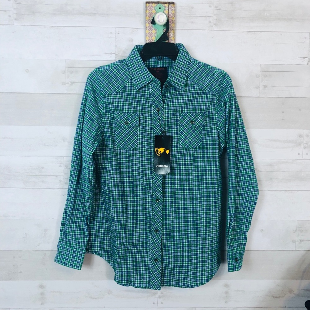NWT Green and Blue Plaid Button Shirt